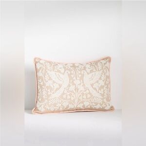 New Anthropologie Kenia Embroidered Floral Dove Indoor/ Outdoor Pillow